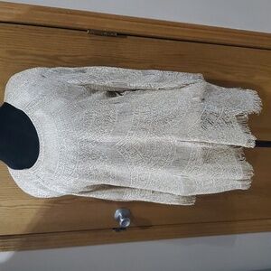 Damianou vintage gold metallic fringe knit top